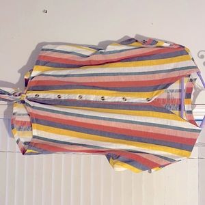 Colorful stripped short sleeve button down